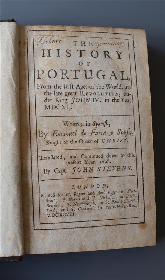 Faria Y Sousa, Manuel de - The History of Portugal, 8vo, contemporary calf, spine worn, rubbed, text spotted